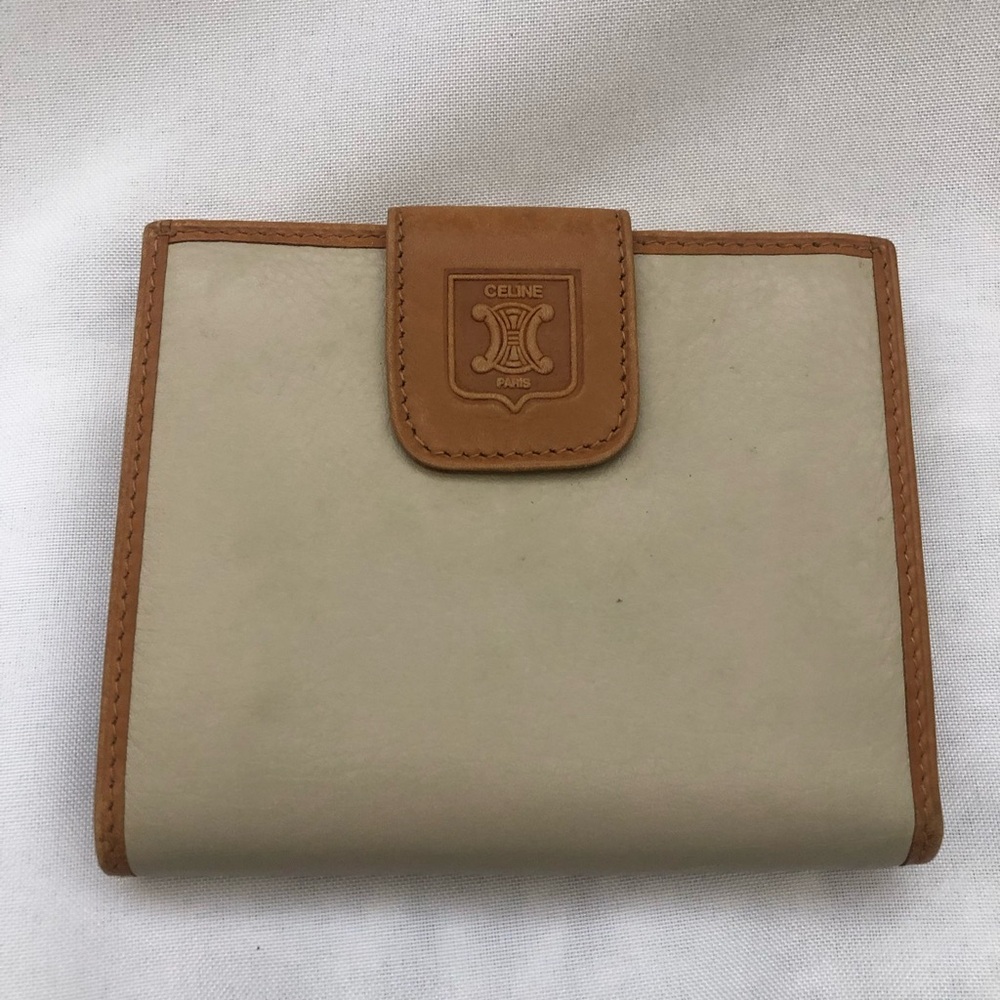 Celine Cream and Brown Leather Wallet